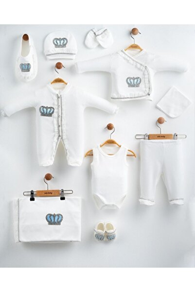 Eda Baby Crowned Luxury Lace 100% Cotton 10-Piece Hospital Release Newborn Set