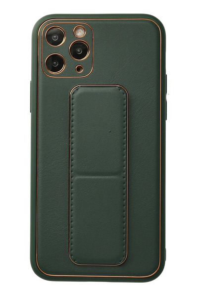 NewFace 1610921747 حافظة آيفون 11 برو من جلد الكوكو مع حامل (162109) - أخضر