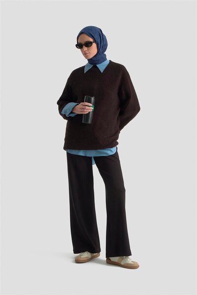 Armine Beli Lastikli Palazzo Pantolon 25KD4039 Siyah