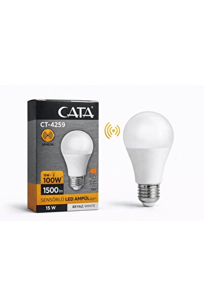 Cata Sensörlü LED Ampul E27 15W Beyaz Işık