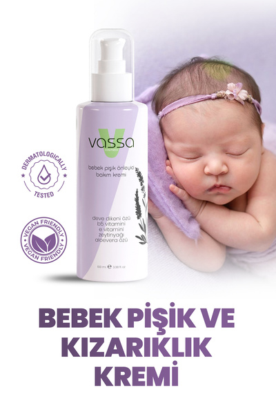 Vassa Organic Aloe Vera ve B5 Vitaminli Bebek Pişik Kremi - Tahriş ve Önleyic...