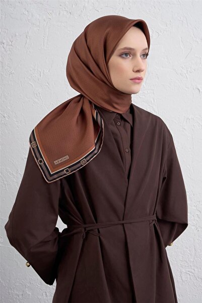 Armine Monogram Desenli Saf İpek Twill Eşarp 9401D 38