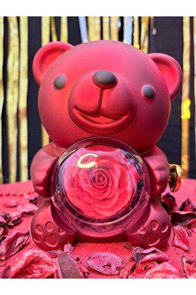 ENG PARTİ DÜNYASI Yüzük Kutusu Güllü Kırmızı Ayıcık Takı Kutusu – Döner Kapaklı Gizli Bölmeli Romantik Hediye