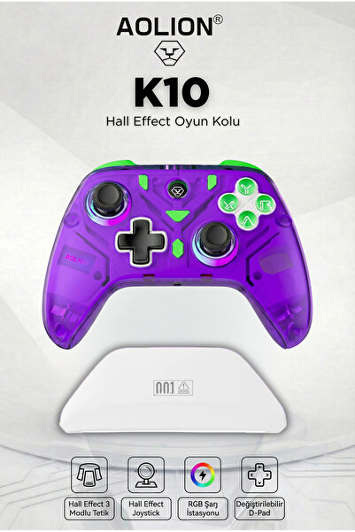 aolion K10 Hall Effect Kablosuz Oyun Kolu- Switch/PC/IOS/ANDROID Uyumlu Şarj ...
