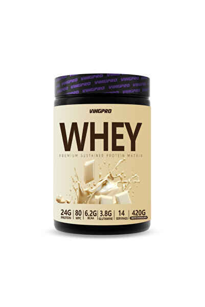 vingpro بروتين مصل اللبن برو WPC80 420 جرام 14 حصة بنكهة الشوكولاتة البيضاء