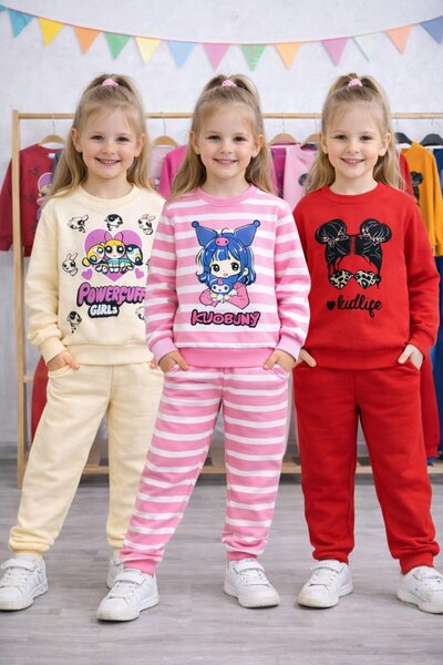 Yalçınoğlu Kids Set pentru fete 3 piese I Set avantajos I 1-8 ani Set colorat...