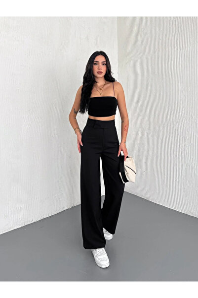 SKYMOOD Women's Stretch Fabric Velcro Closure Palazzo Pants New Season