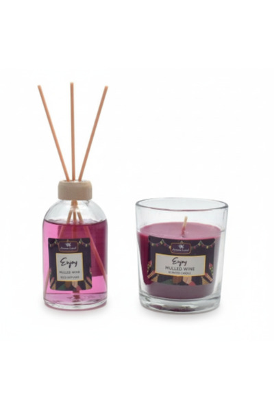 Aroma Land Set odorizant de cameră și lumânare, vin fiert