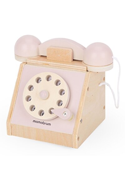 mamabrum Telefon retro din lemn - roz pastel