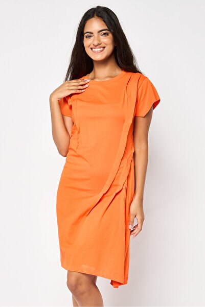 Diesel Women Pleated Mini Dress, Orange