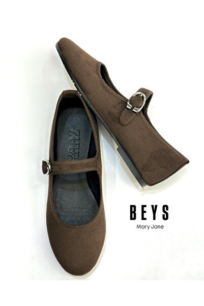 Zuum Balerini Beys Mary Jane pentru femei - piele intoarsa maro