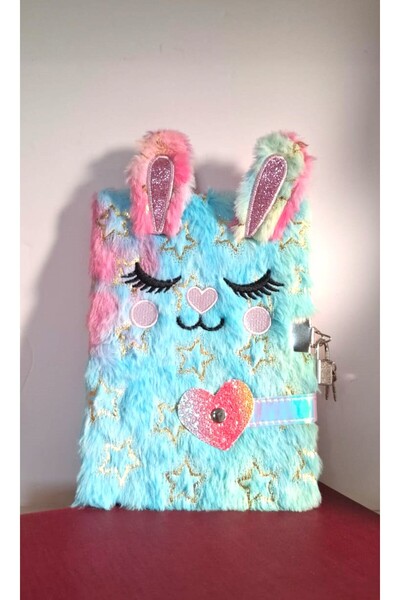 Bam KİLİTLİ PELUŞ HATIRA DEFTERİ A5 ÇİZGİLİ 15X21