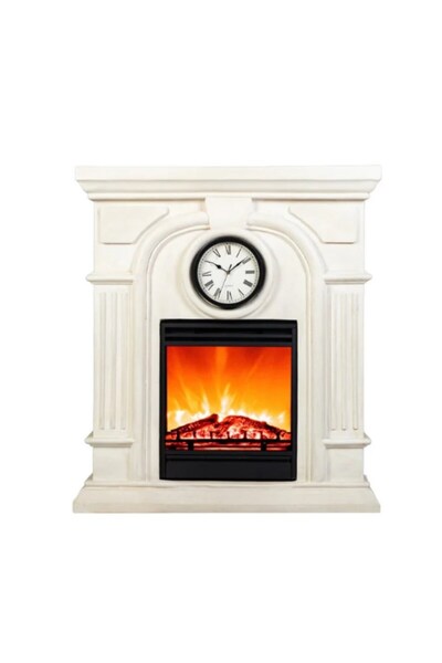 DLC London Poliston Gerçek Saat Dekorlu 1800W Elektrikli Şömine