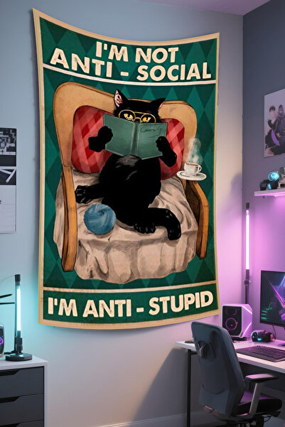 RUGRUMBA غطاء جداري على شكل قطة - بتصميم الحيوانات الأليفة، قماش عالي الجودة،...