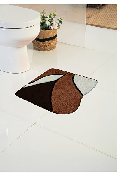Moda Dekor Akrilik Blatt Kahverengi 60x50cm U Yaka Klozet Önü Banyo Paspası