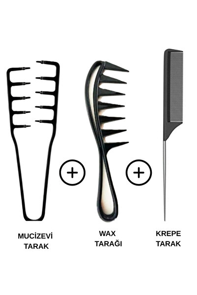 Nofella 3'lü Tarak Seti; Mucizevi Tarak+Saç Şekillendirme Tarağı+Krepe Tarak