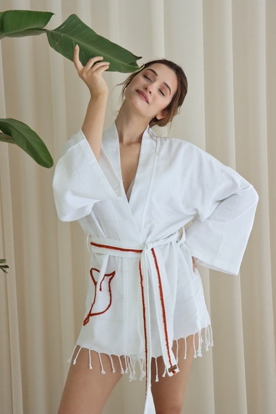 CAKKATEX Organic Cotton Woven Short Kimono |   Beach Wear | Kaftan | Desing Caftan