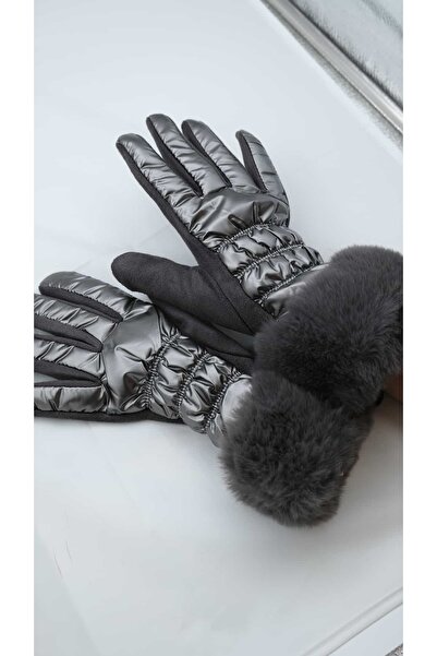 Jerie Quilted and Fur Detailed Gloves