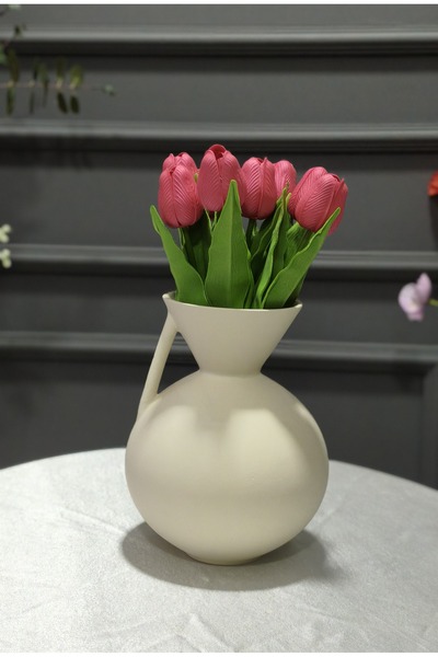 RED Wet Tulip, No Fade, No Yellowing, Real Textured Bunch of 8