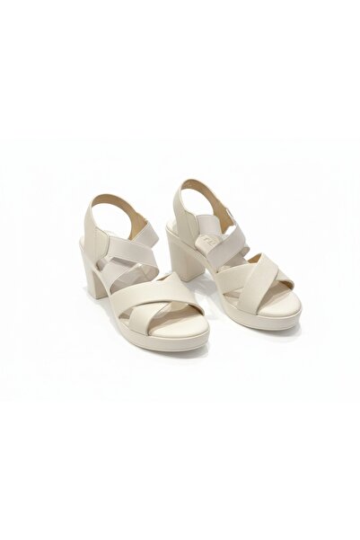 Bronz Women's high-heeled sandals with an X-shaped front