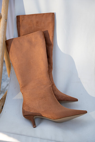 LAMİNTA Polka Taba Pointed Toe Flat Women's Boots