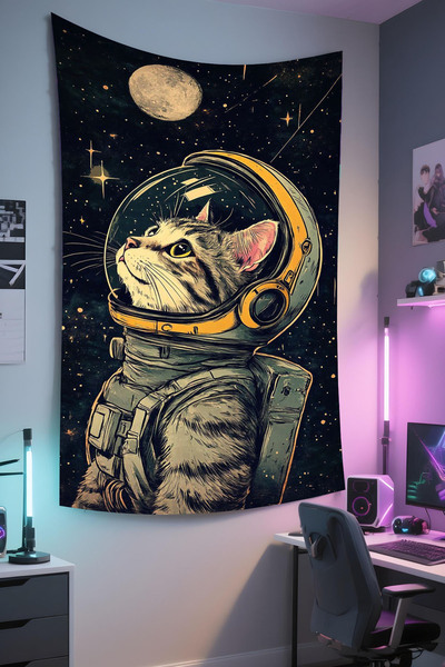 RUGRUMBA غطاء جداري على شكل قطة - بتصميم الحيوانات الأليفة، قماش عالي الجودة، سجادة جدارية