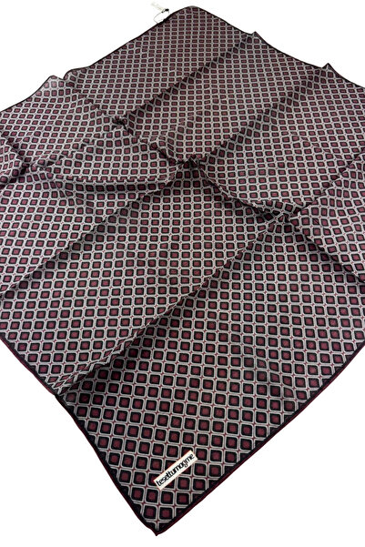 Tesettürnağme EcoZen šal TN2108 Geometrijski uzorak 10-Bordo-Crno-Sivo