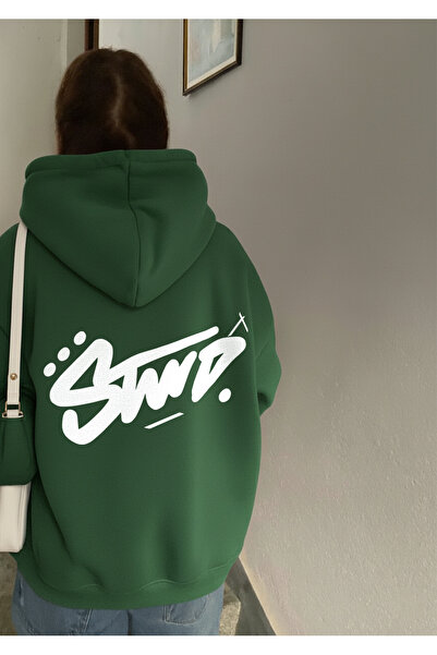 ZEMLİYA Темно-зелена SWD граффіті-футболка з капюшоном - L