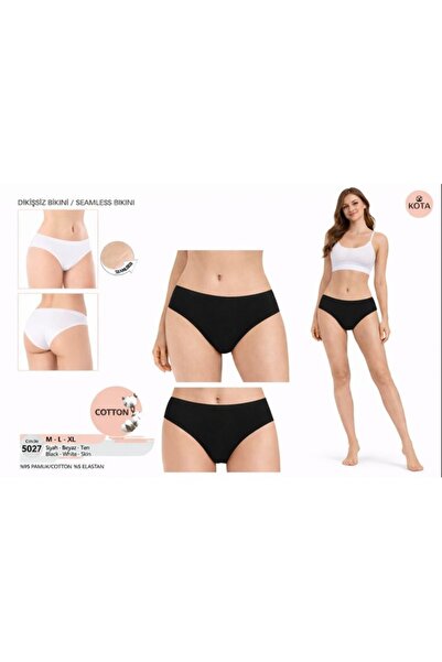 KOTA خياطة مخفية سروال بيكيني قطني أسود