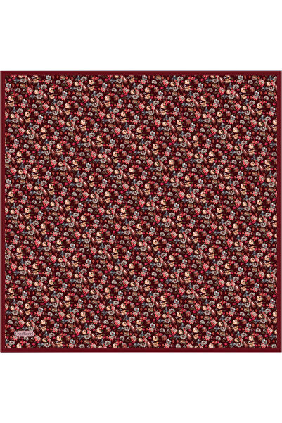 Cacharel Bordo Çiçek Desenli İpek Twill Eşarp