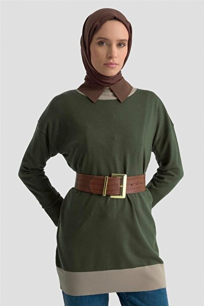 Armine Tunika od pletiva u boji blokova 25KD6018 kaki