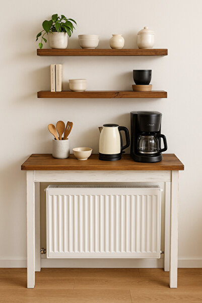 Woodymoda Ahşap Dresuar Petek Üstü 2'li Raf Çalışma Masa Mutfak Düzenleyici 150 cm