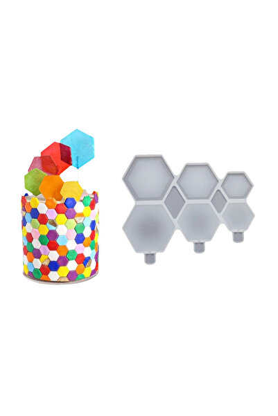 Eminonutoptanci Silicone Mold Pentagonal Model Domed and Flat Candy Lollipop Mold 6 Pieces