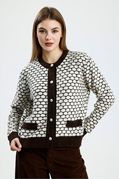 Figo Gold Buttoned Glitter Women's Cardigan