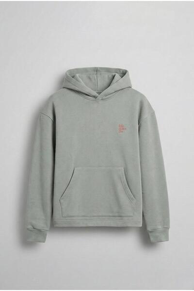 ablukaonline Men's Embossed Printed Hooded Hoodie Light Gray
