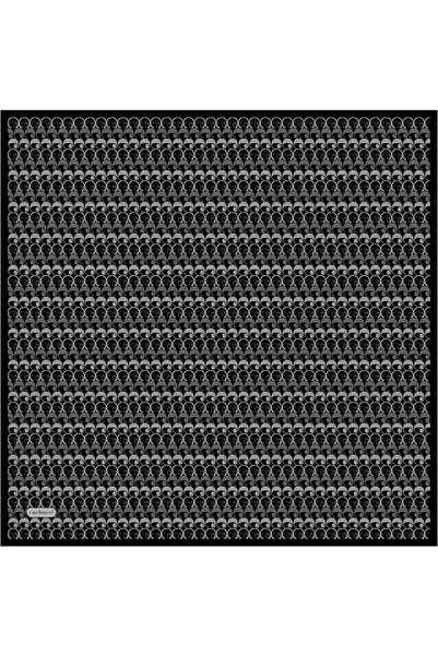 Cacharel Black Logo Patterned Silk Twill Scarf