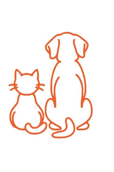 Oracal Decorative sticker dog and cat on the back, 18cm high, orange