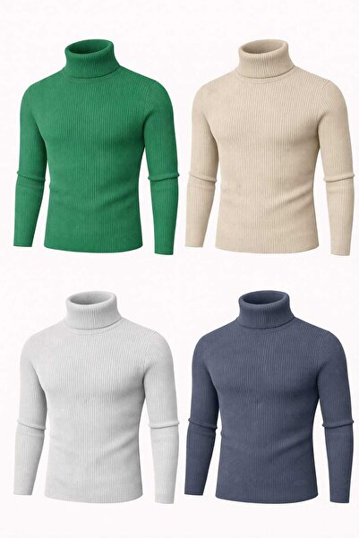 ANATOLIATEKSTILE 🧶 Men's Slim Fit briefcase made of fine knitwear - elegant, warm and comfortable Set of 4 pieces