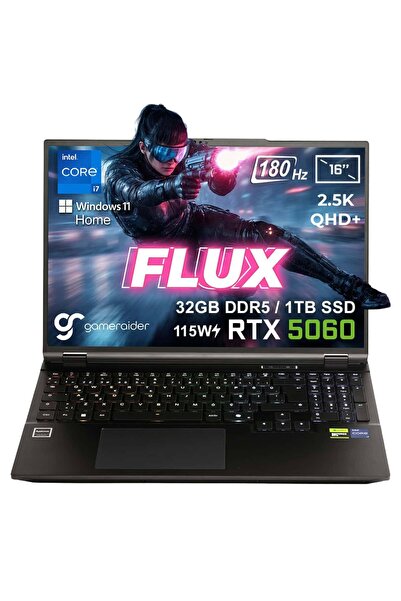 GameRaider FLUX GR16 i7-14650HX 32GB DDR5 1TB SSD RTX 5060 8GB 115W 16 inç 2....