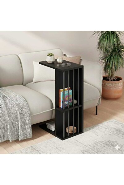 AYZ Pint C Tipi Koltuk Yanı Sehpası Dergilikli Laptop Kahve Yan Sehpası Siyah...