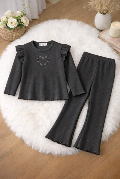 renkli diyar Girls' Top and Bottom Set Flared Seasons Holiday Everyday