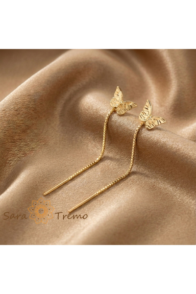 SaraTremo Cercei Free Flight – Cercei din sârmă cu fluturi aurii