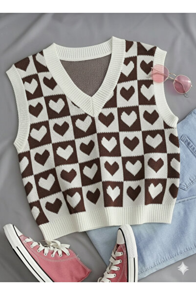 K-ODEA BUTİK Women's Brown Oversized Knitwear Sweater