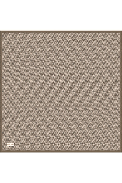Pierre Cardin وشاح حريري بني مقاس 90×90