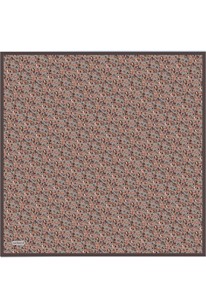 Cacharel Brown Floral Pattern Silk Twill Scarf