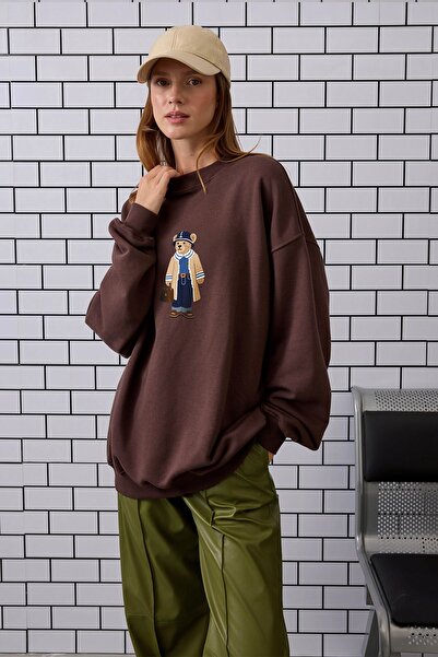 The Champ Clothing Femei supradimensionat Swea tricou Traveler Bear 3D cu imp...