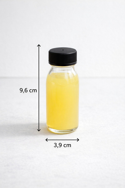 Tanemce 5 Adet 60 ml Kilitli Siyah Kapaklı Şeffaf Detox Shot Şişesi 60 Cc Ginger Şat Beyaz Cam Şişe