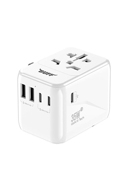 Buff BL80 Universal Seyahat Şarj Adaptörü Çoklu Priz Dönüştürücü - Beyaz