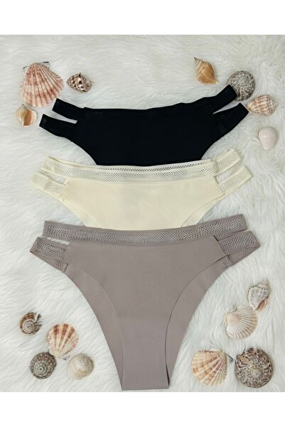 ARONA Çift File Lastikli Brezilya Külot 3’lü Paket