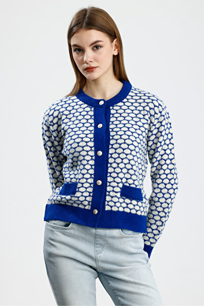 Figo Gold Buttoned Glitter Women's Cardigan